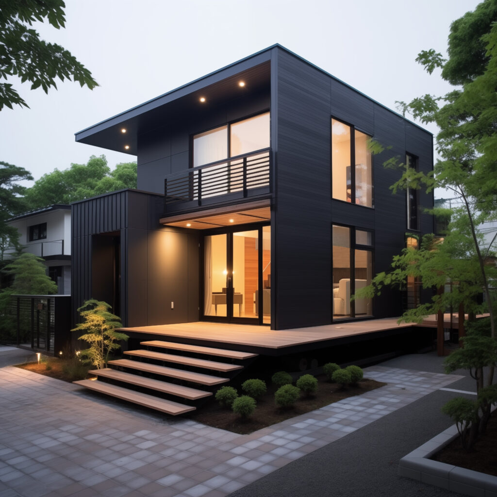 日本のシンプルな木造住宅 黒